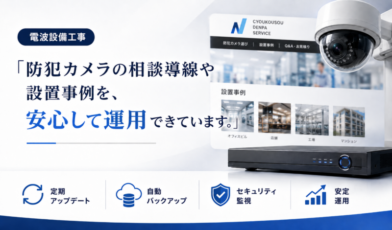 防犯カメラの相談導線や設置事例を、安心して運用できています。